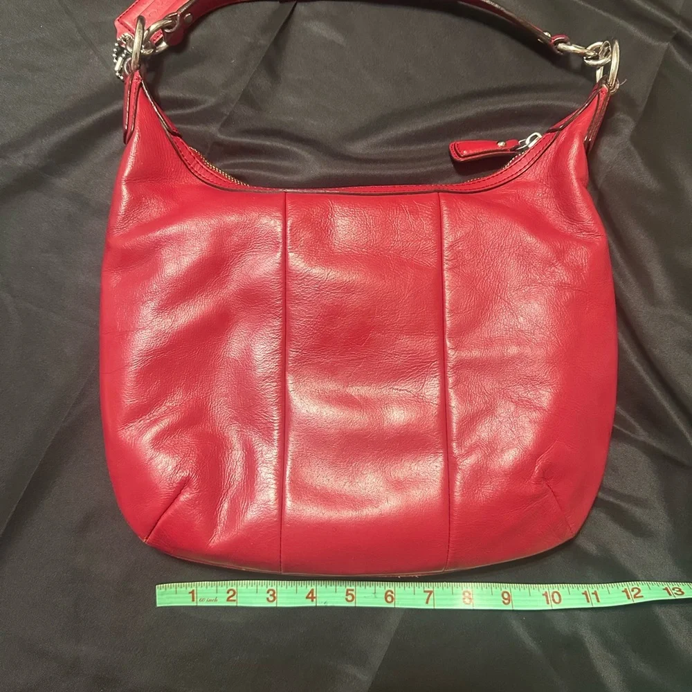 Coach Kristin Cranberry Red Woven Leather Shoulder Hobo with Removable Strap